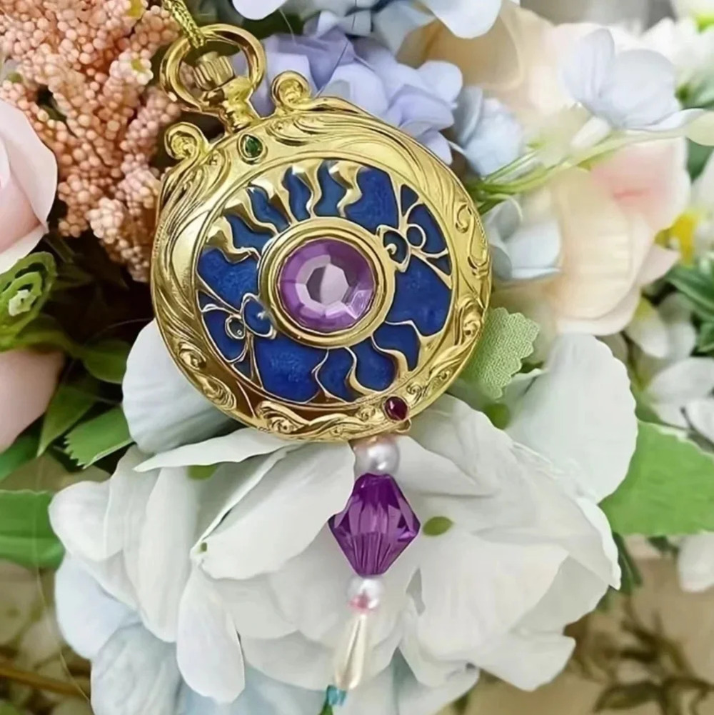 Gold Fantasy Pocket Blue & Purple Accent Watch w/ Lavender Rhinestone - Picture 3 of 11
